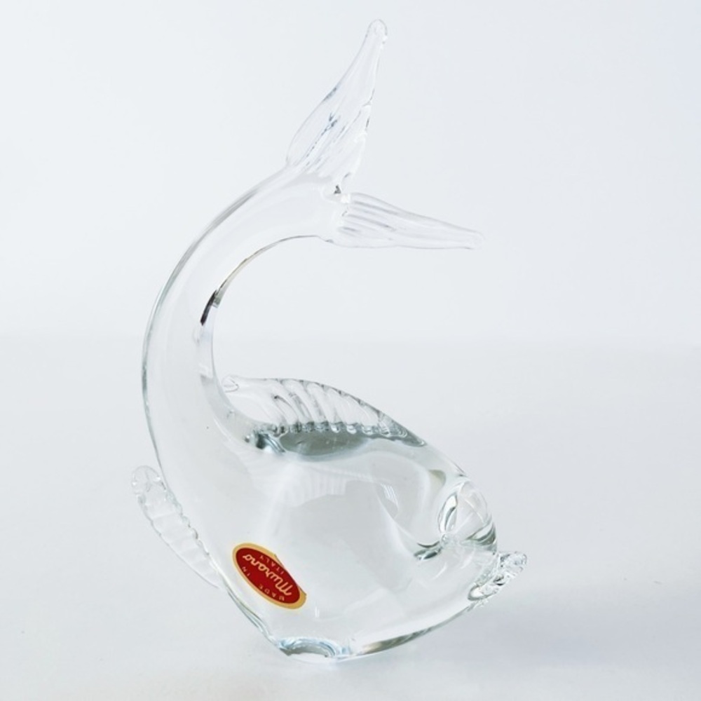 MCM Murano Italian Clear Art Glass Fish Figurine